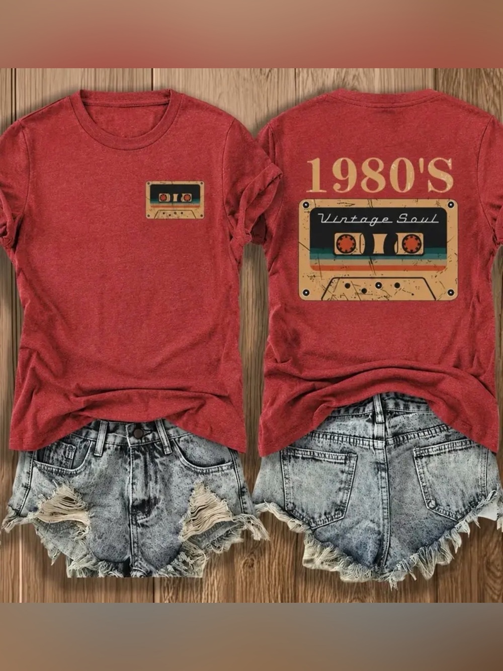 1980s Cassette Graphic Tee in Red Like New